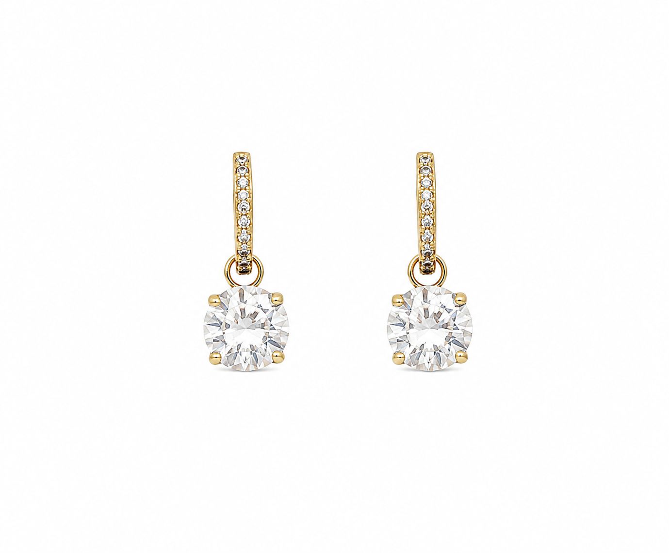 Solitaire Pave Hoop Danglers