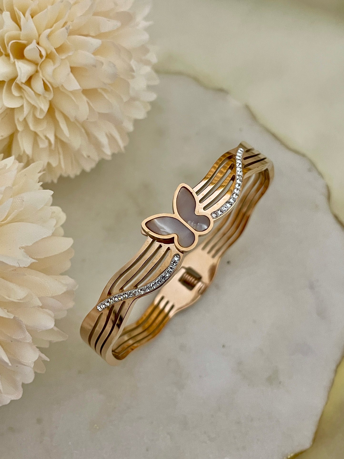 Inlayed Butterfly bangle, Rose