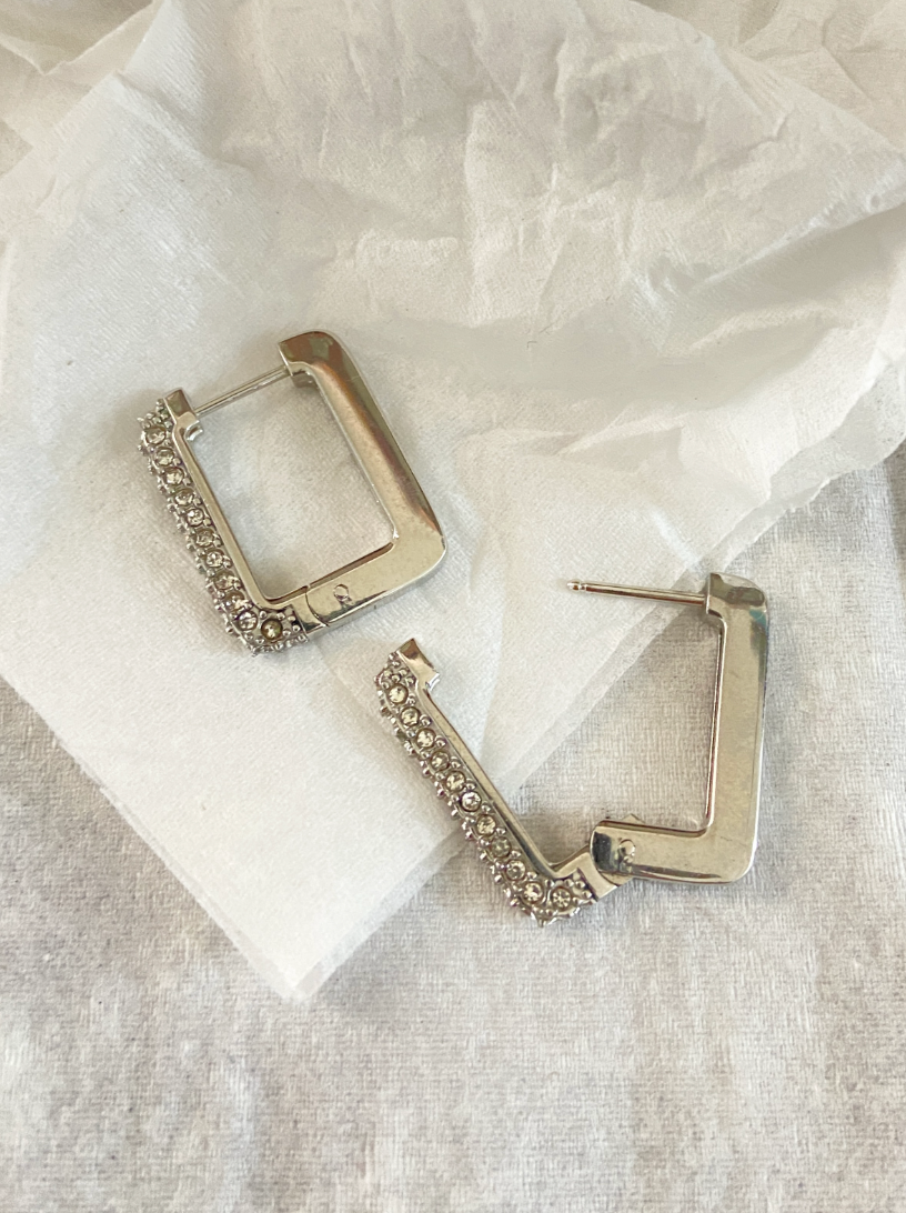 Titanium Pave Square hoops