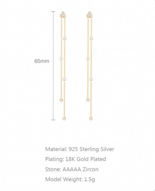 Agatha Zircon Tassel Dangle Earrings in 92.5