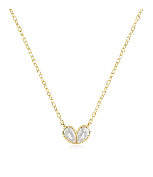 Pear cut heart necklace in 92.5 silver