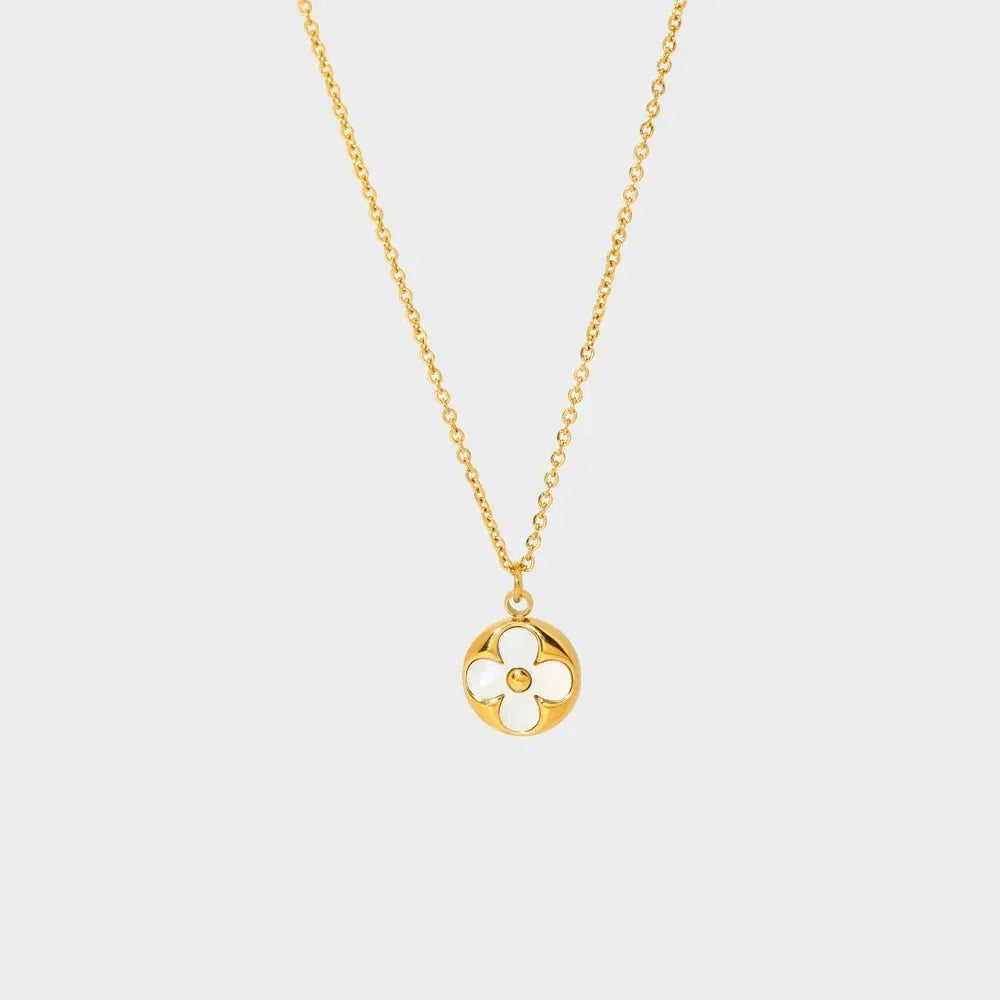 Golden White Clover Necklace