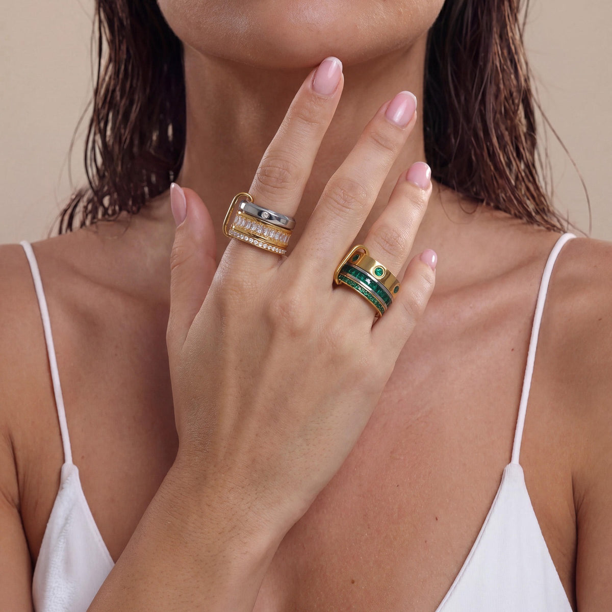 Brianna Emerald Stack Ring