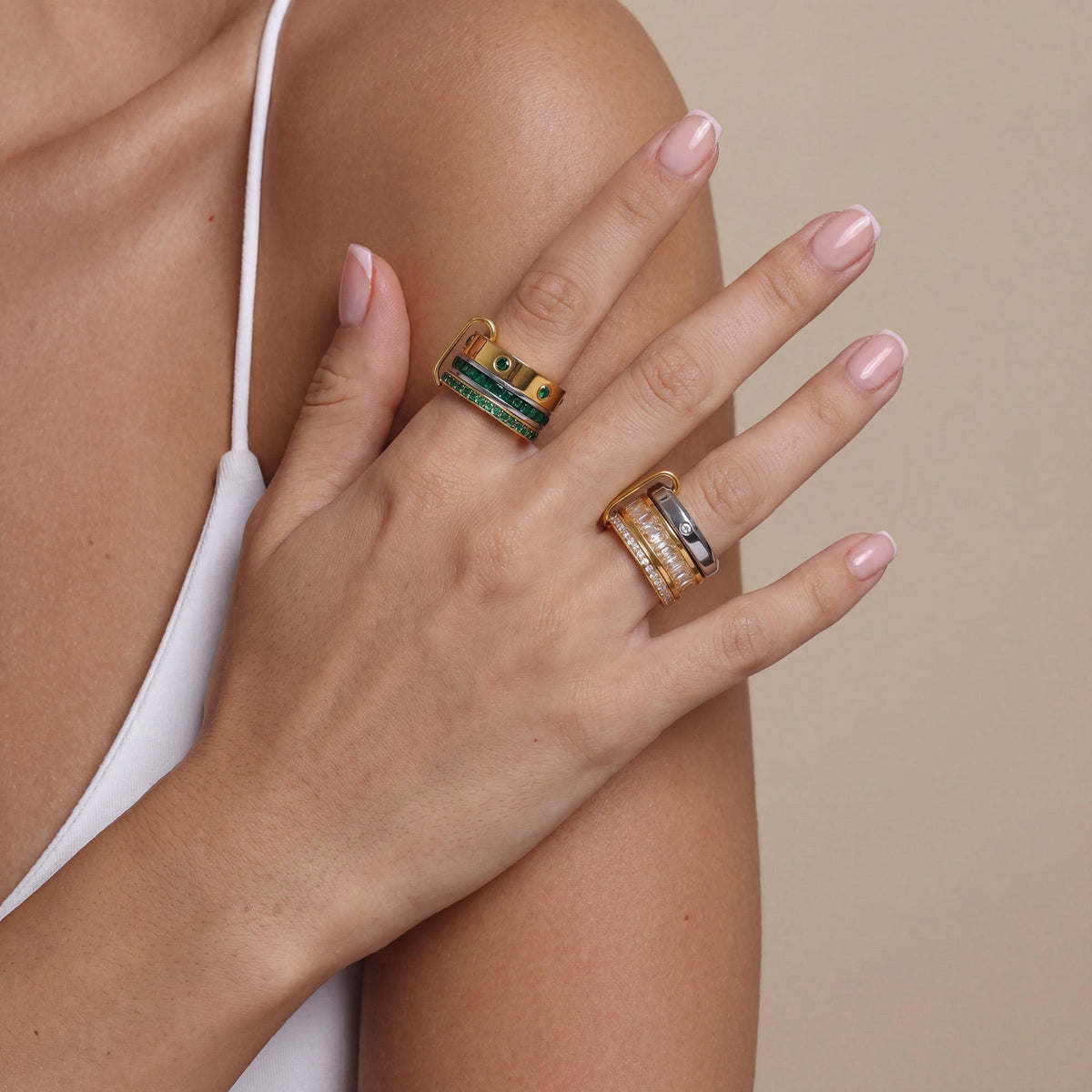 Brianna Emerald Stack Ring