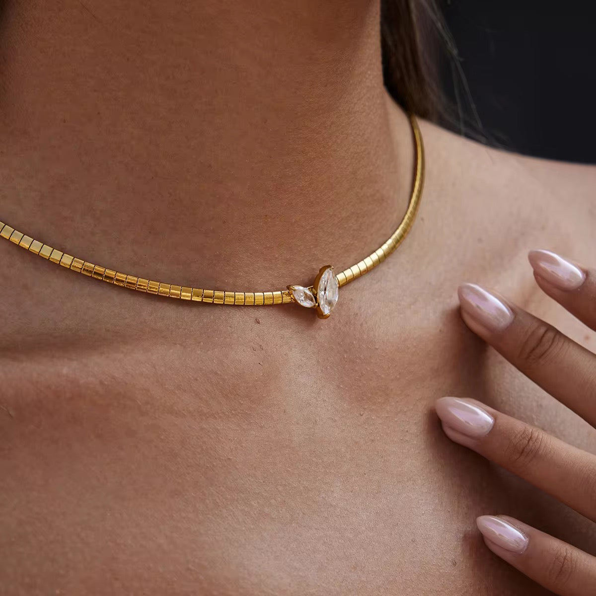 Delta Marquise Studded Choker