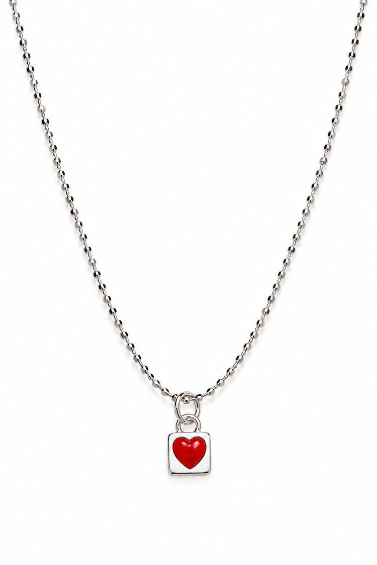 Red Love 92.5 Silver Necklace