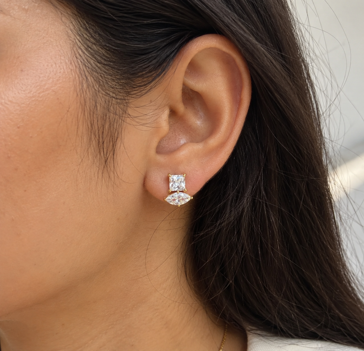 Marquise Princess-cut Studs