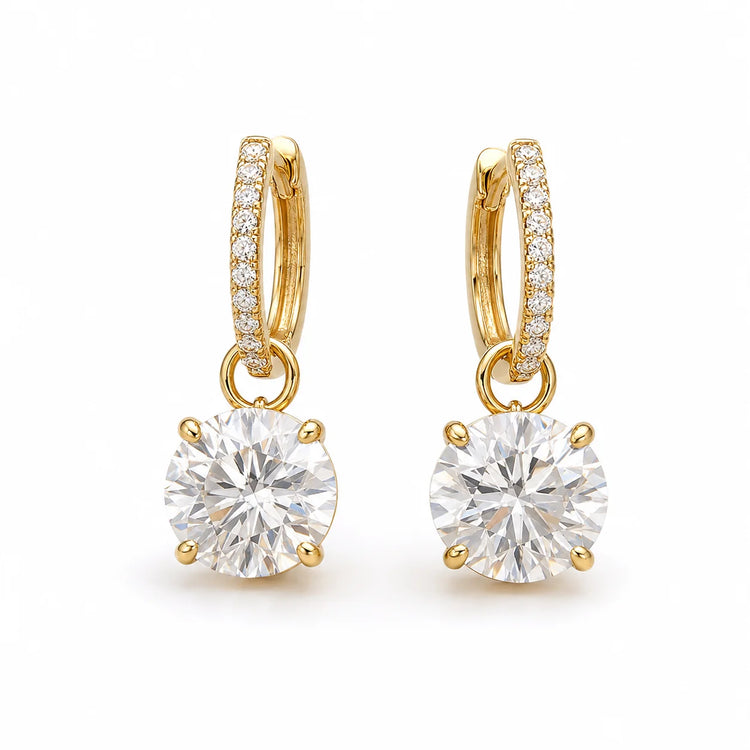 Solitaire Pave Hoop Danglers