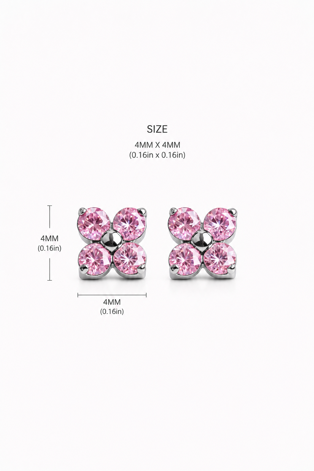 Baby Pink clover Flatback studs