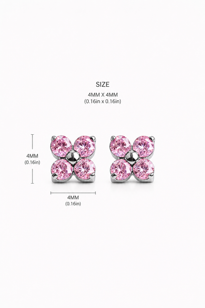 Baby Pink clover Flatback studs