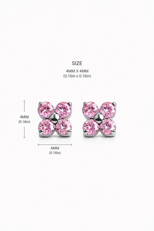 Baby Pink clover Flatback studs