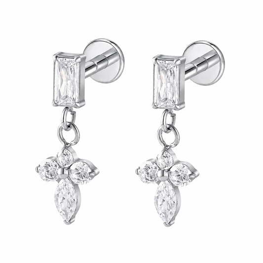 Anthea Flatback Danglers, Silver