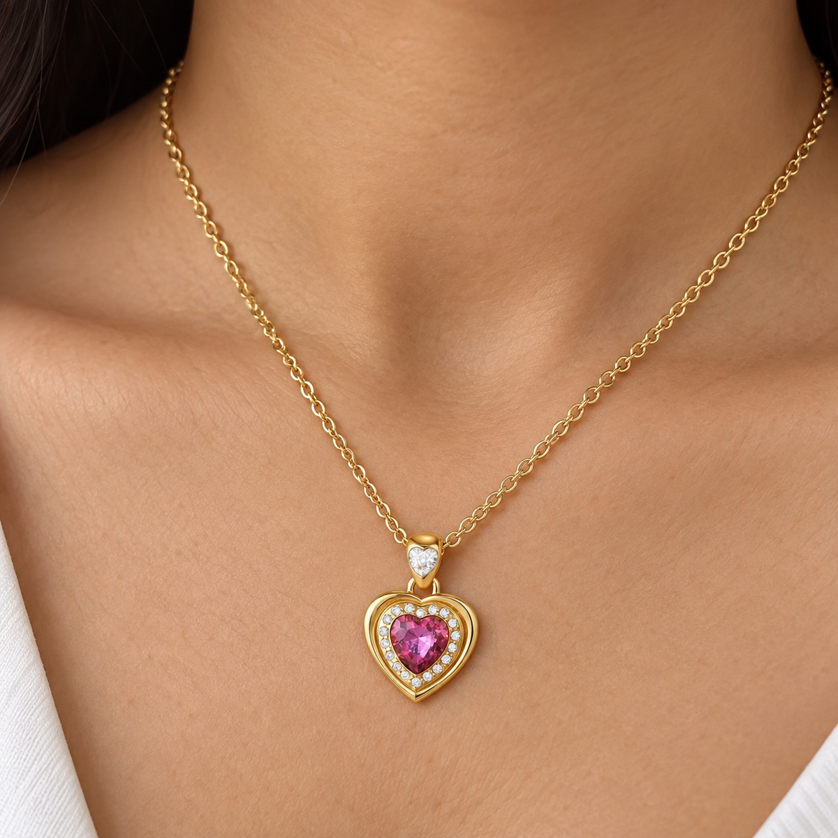 Jenna Pink Heart Necklace