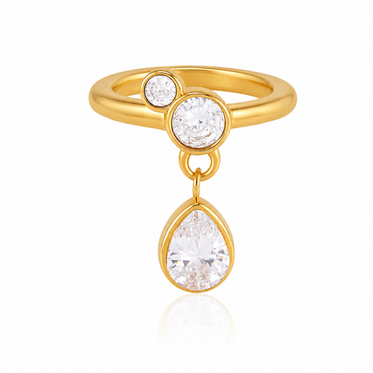 Pear-cut dangling Pinky Finger Ring