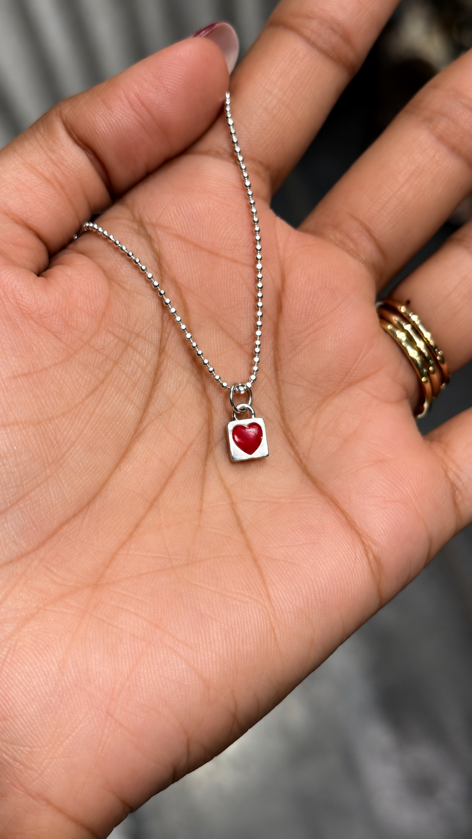 Red Love 92.5 Silver Necklace