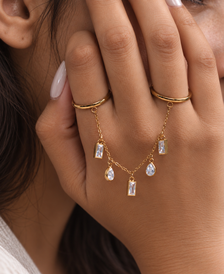 Mita Solitaire Dangling Twin Rings