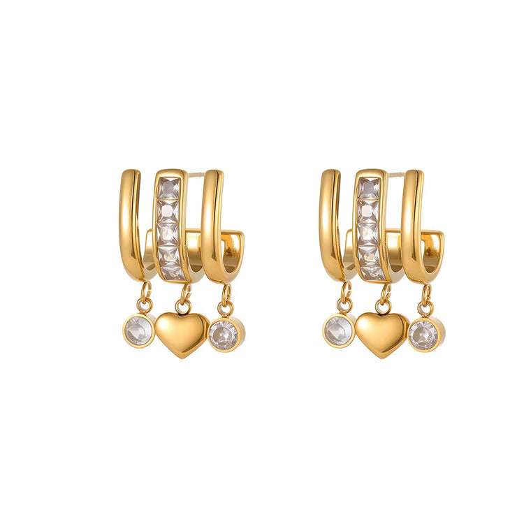 Pseudo Heart Dangler Earrings