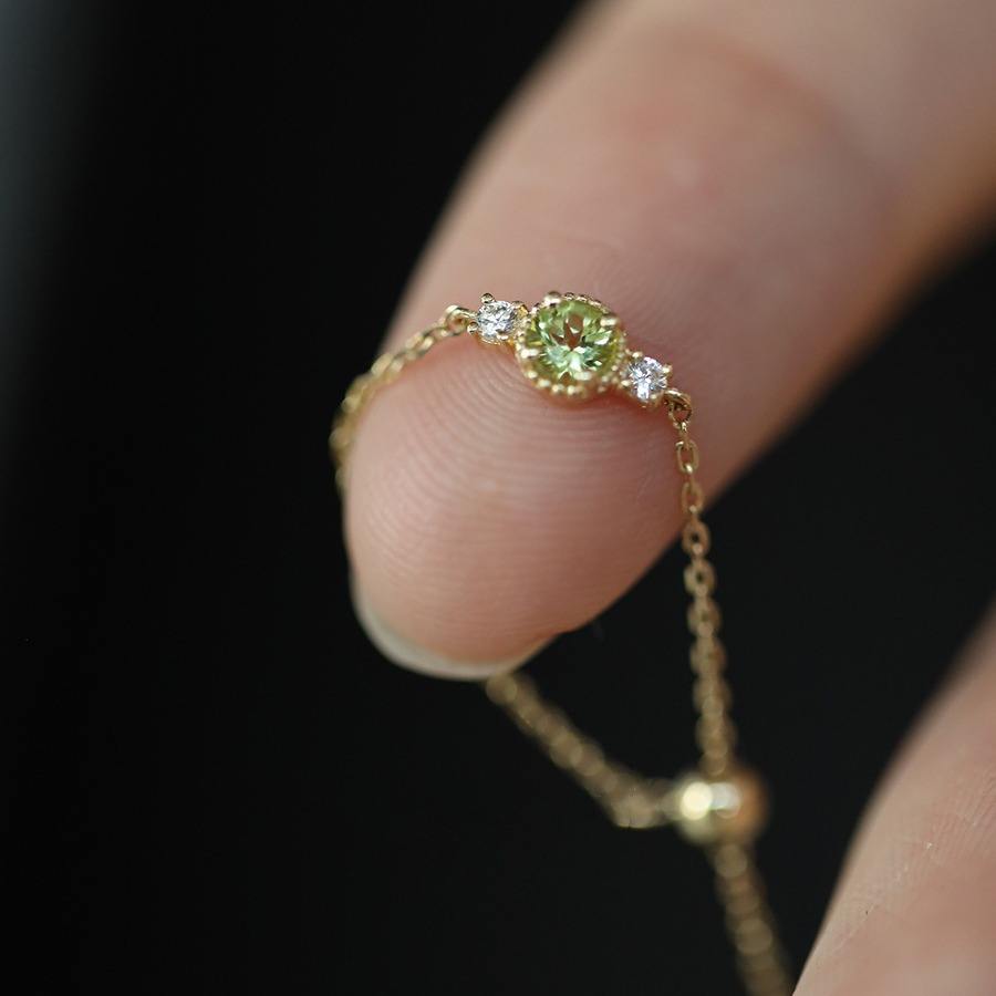 Peridot Adjustable Ring in 925 Silver