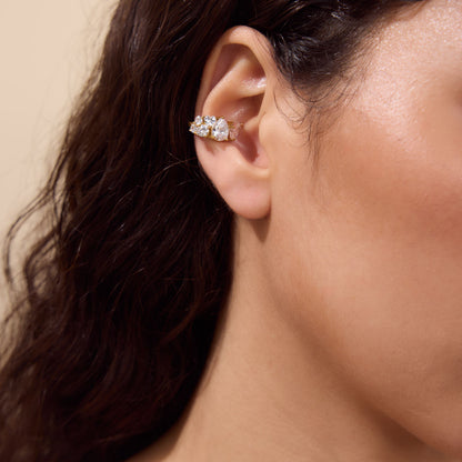 Makela Solitaire Ear-cuff, White (Single Pc)