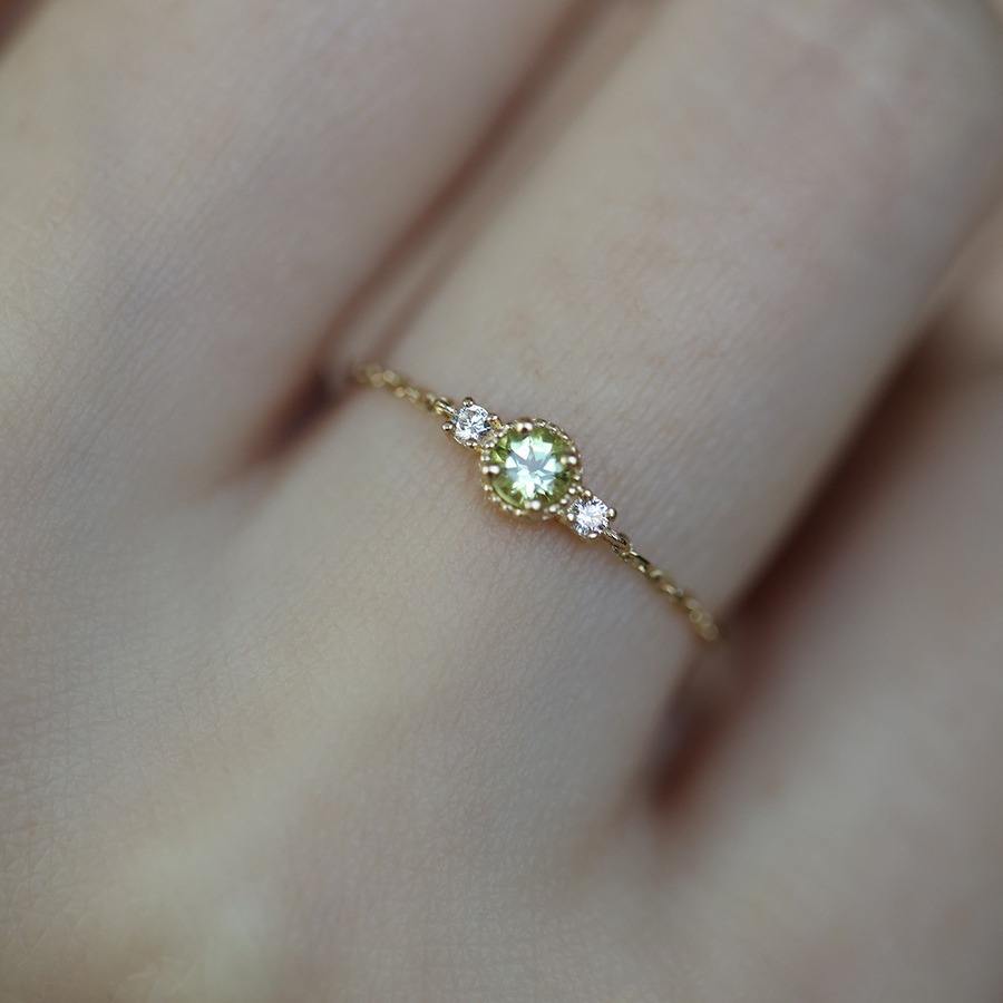 Peridot Adjustable Ring in 925 Silver