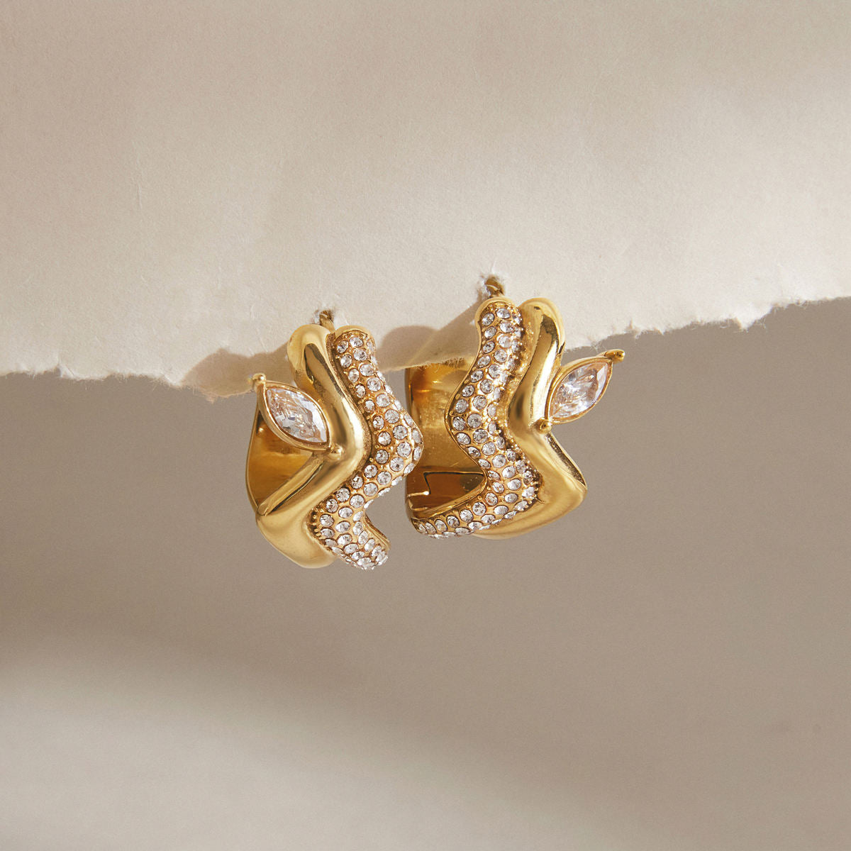 Wavy Marquise Hoops