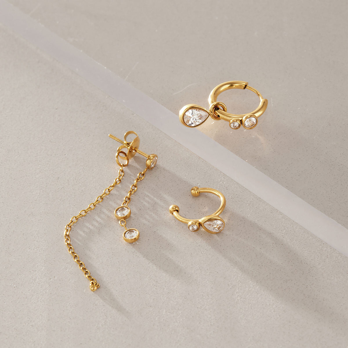 Dainty Bezel Piercing Set (3 Pairs set)