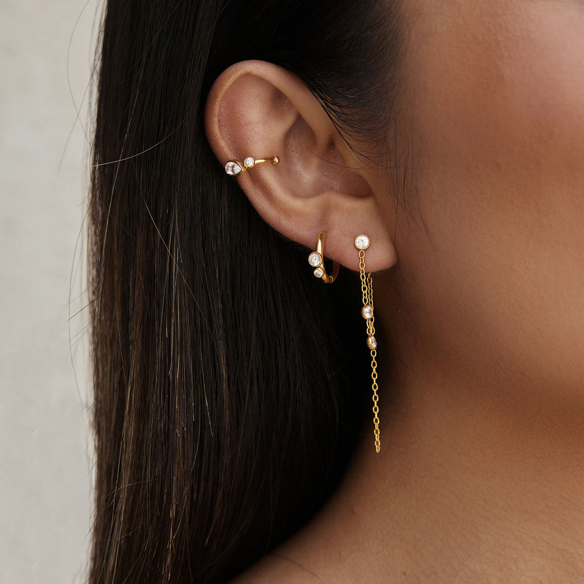 Dainty Bezel Piercing Set (3 Pairs set)