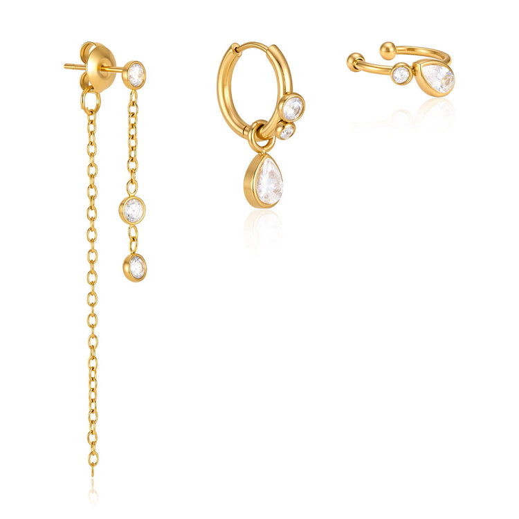 Dainty Bezel Piercing Set (3 Pairs set)