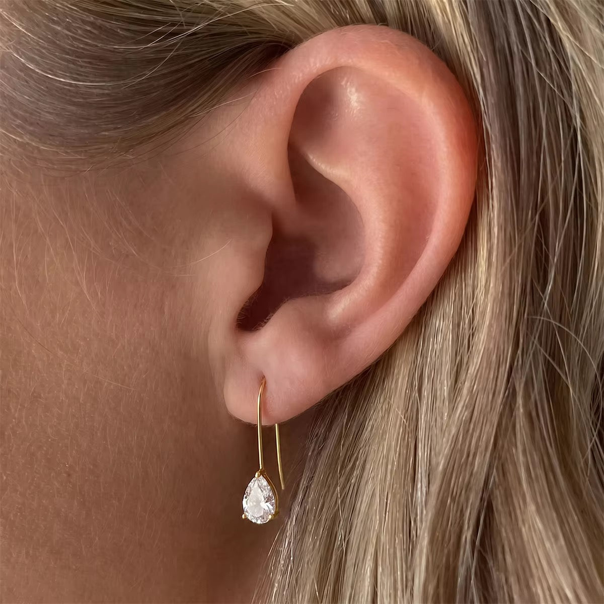 Pear cut hook earrings