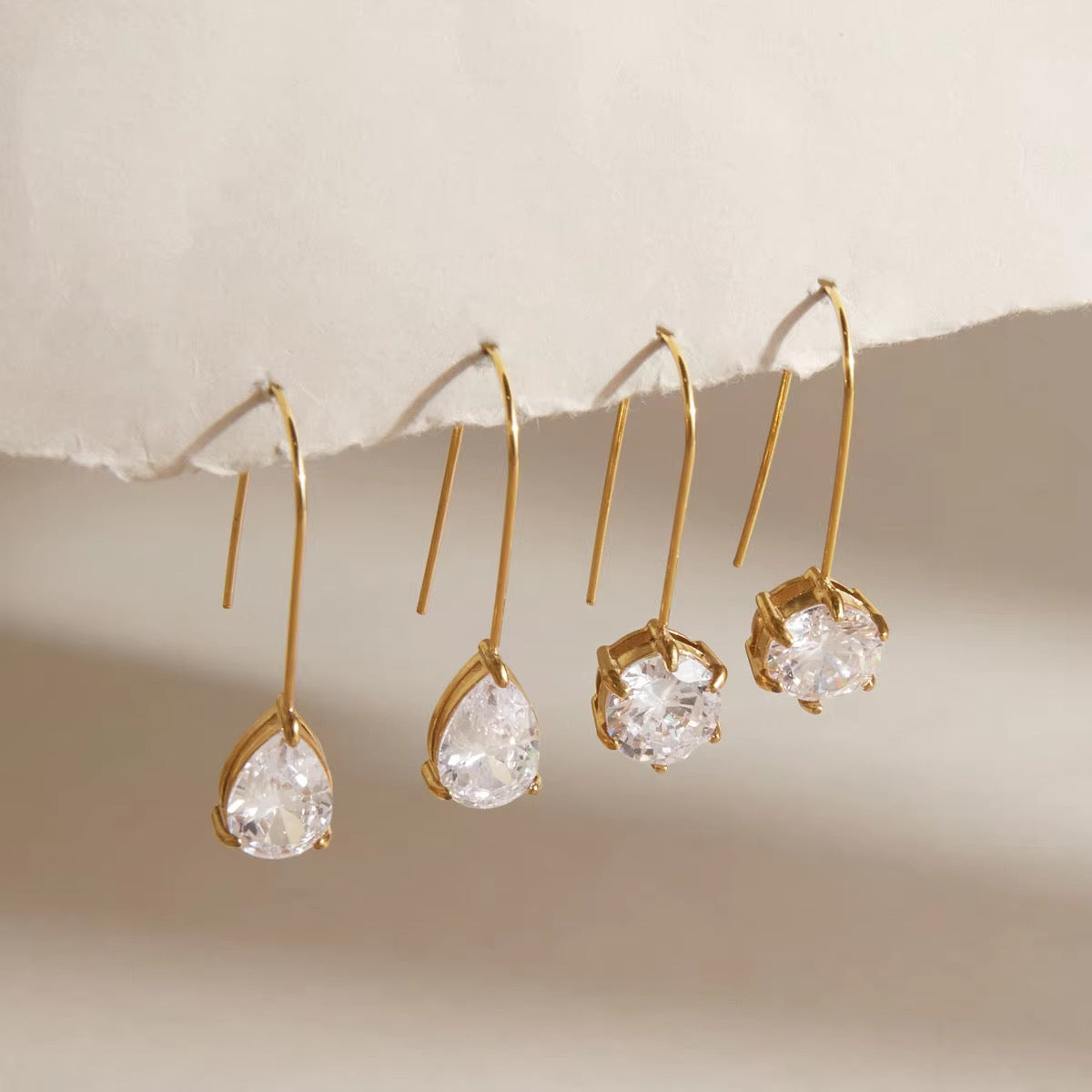 Pear cut hook earrings