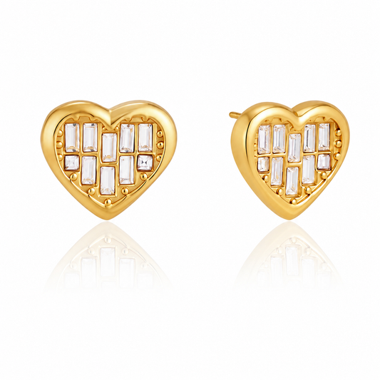Baguette in the Heart Studs