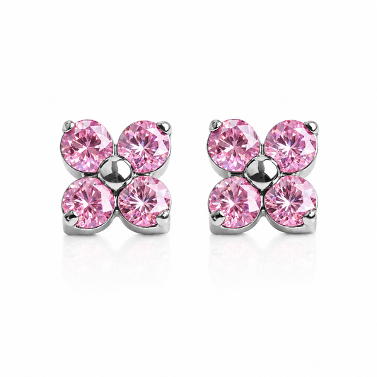Baby Pink clover Flatback studs