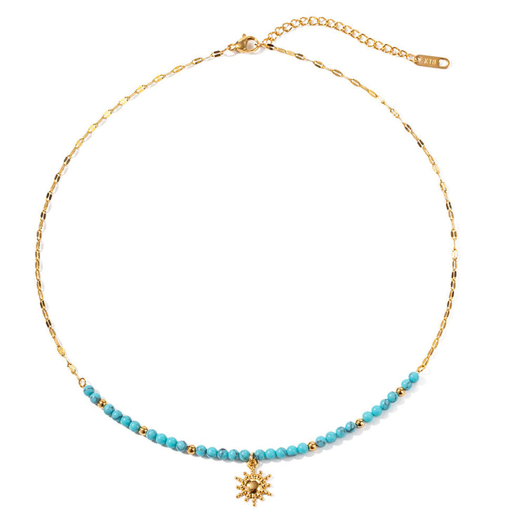 Blue Turquoise Sun Necklace