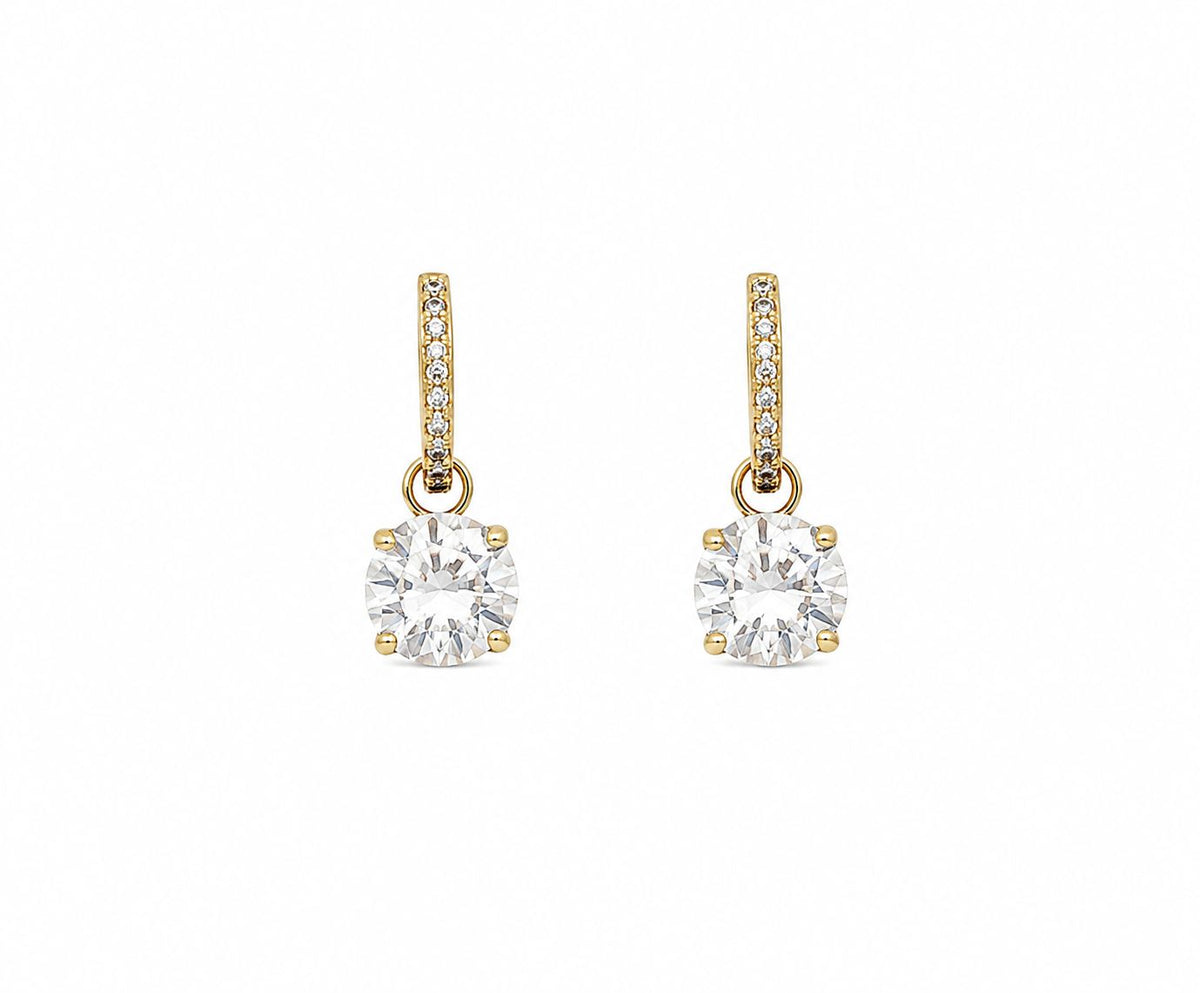 Solitaire Pave Hoop Danglers