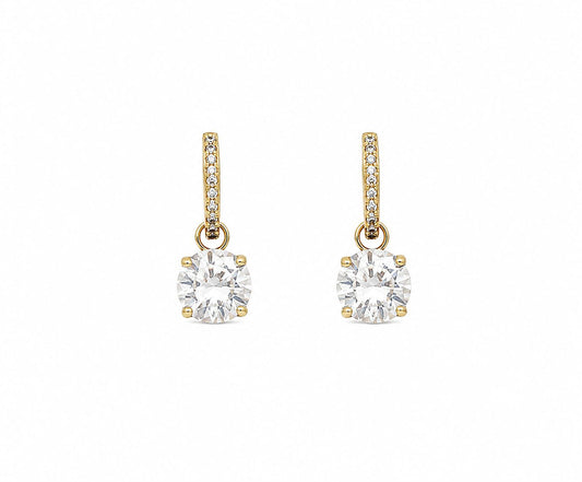 Solitaire Pave Hoop Danglers