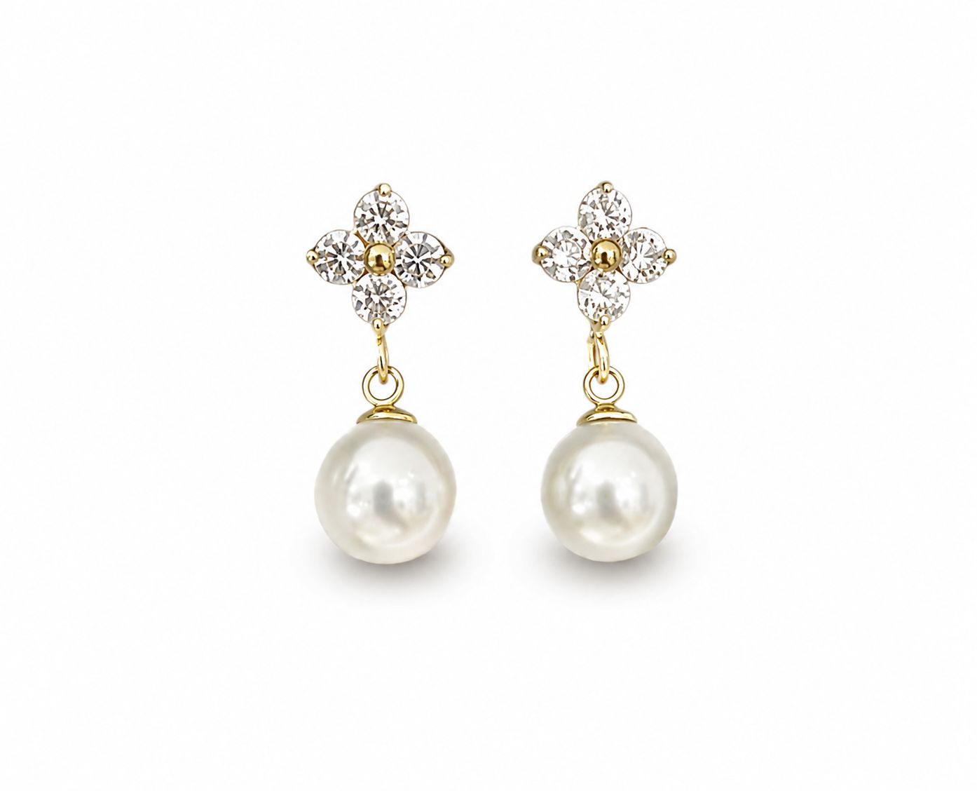 Pearly Clover Drop Earrings
