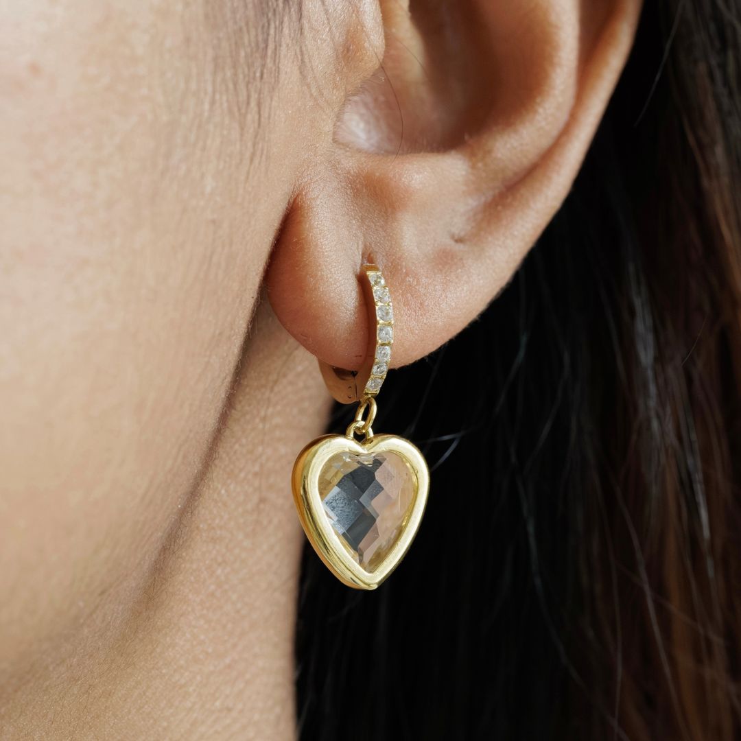 Crystal Heart Drop Danglers