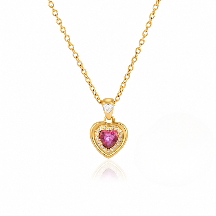 Jenna Pink Heart Necklace