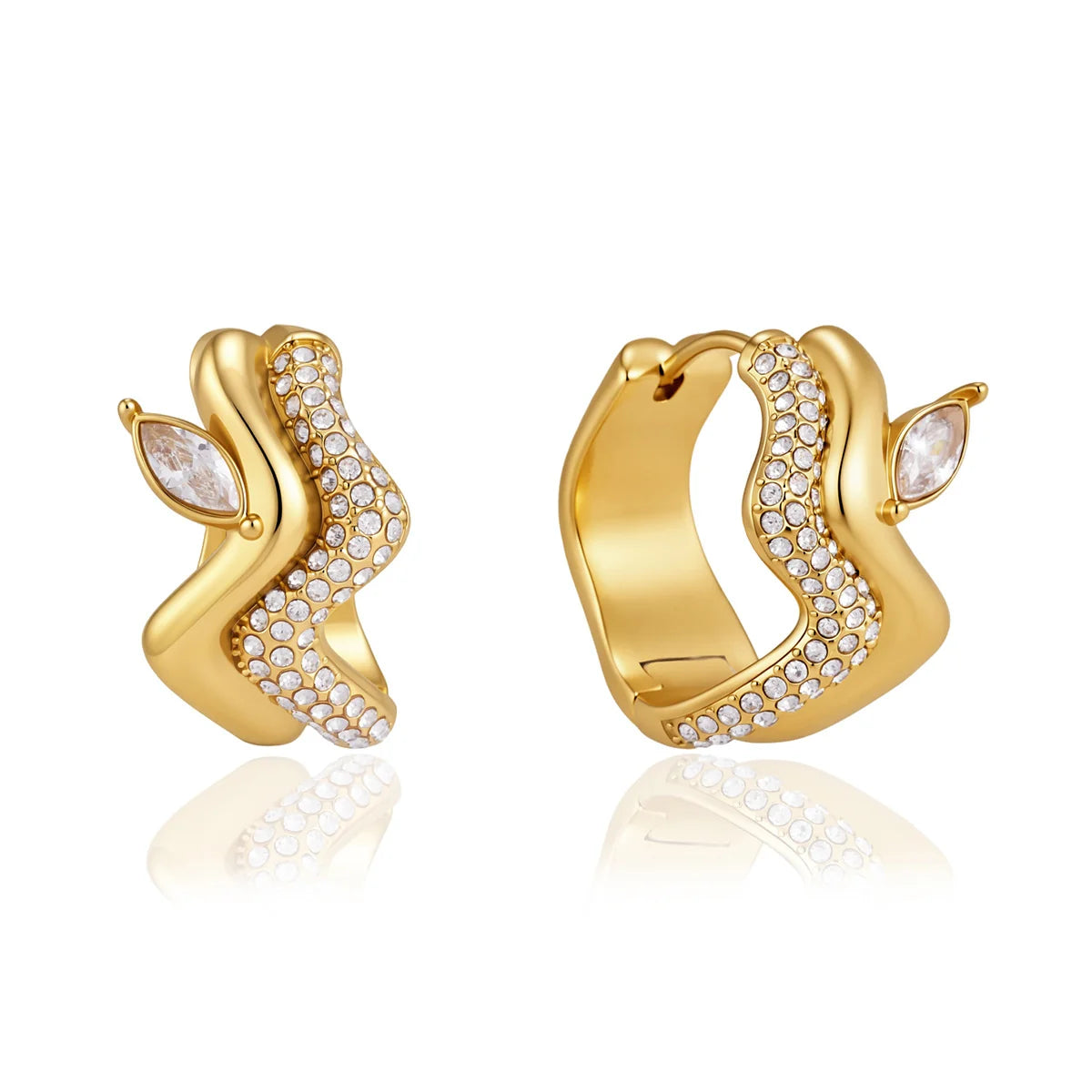Wavy Marquise Hoops