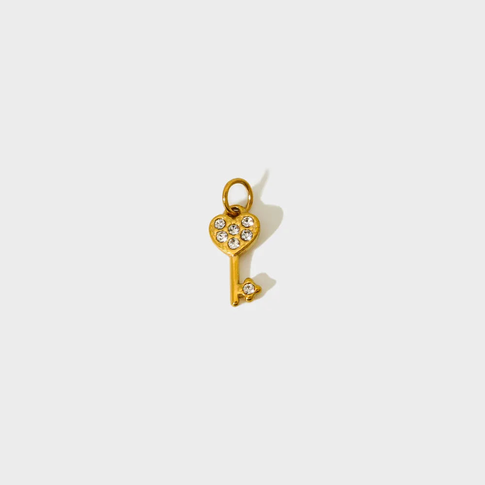 Mini Heart and Key Charm