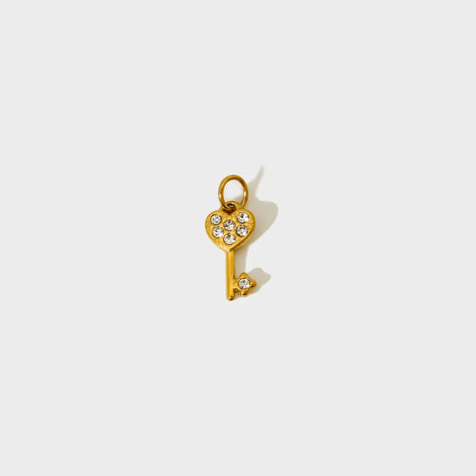 Mini Heart and Key Charm