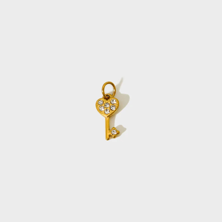 Mini Heart and Key Charm