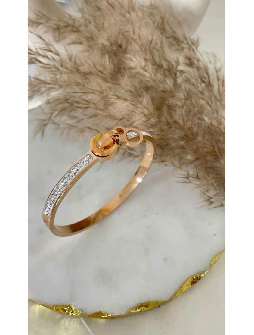 Zip on hand bangle, Rose