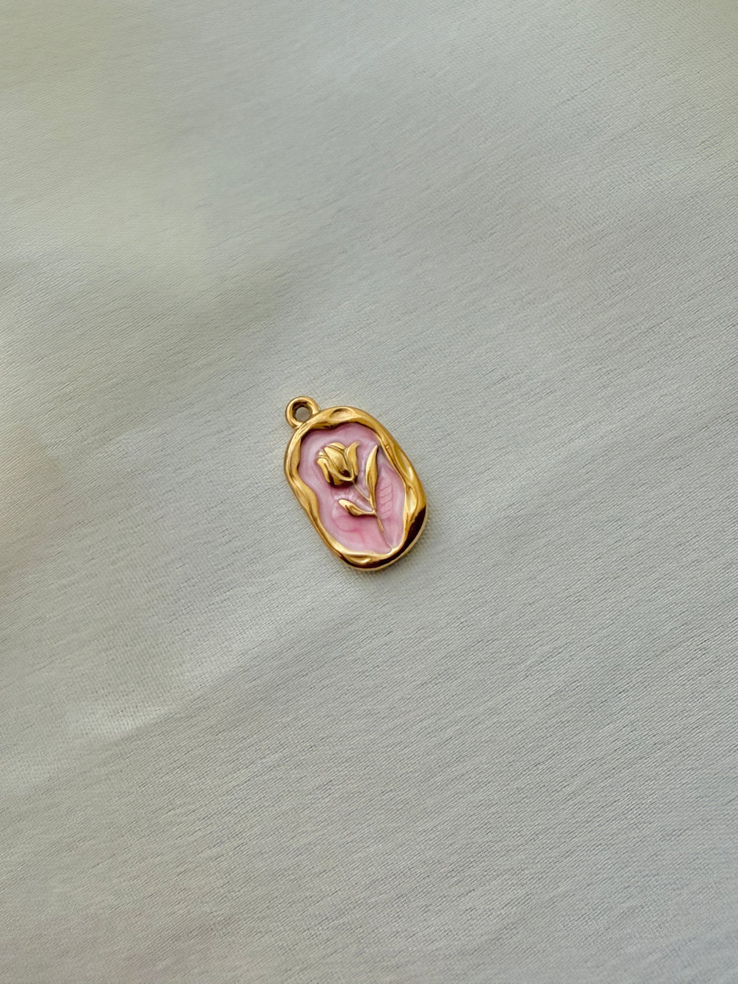 Pastel Pink Enamel Rose Charm