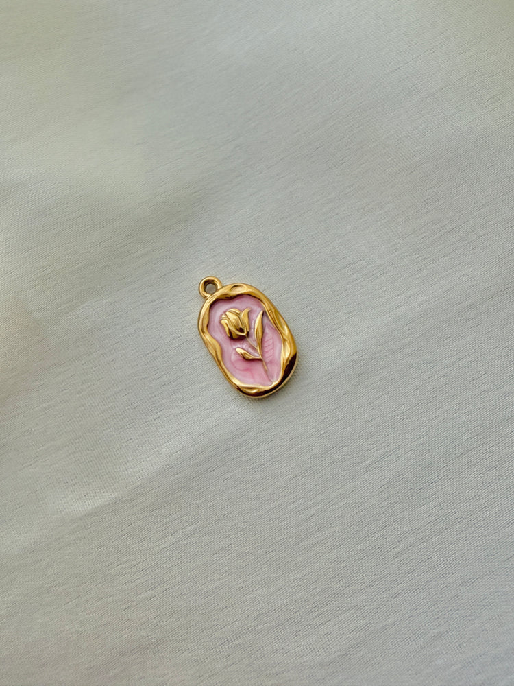 Pastel Pink Enamel Rose Charm
