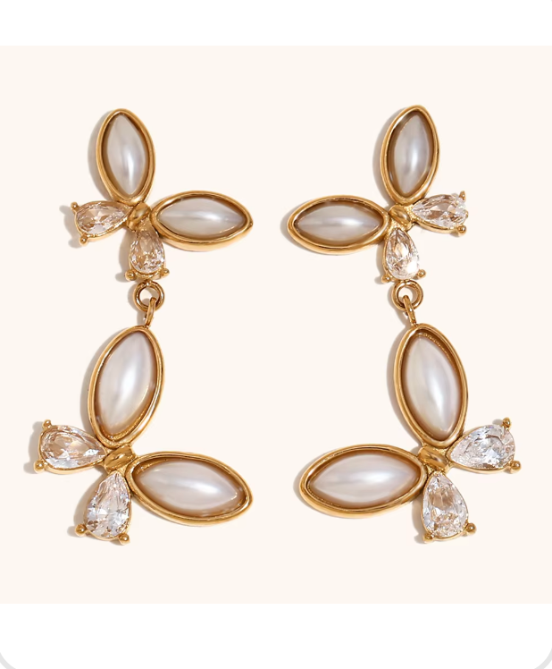 Pearly Butterfly drop earrings