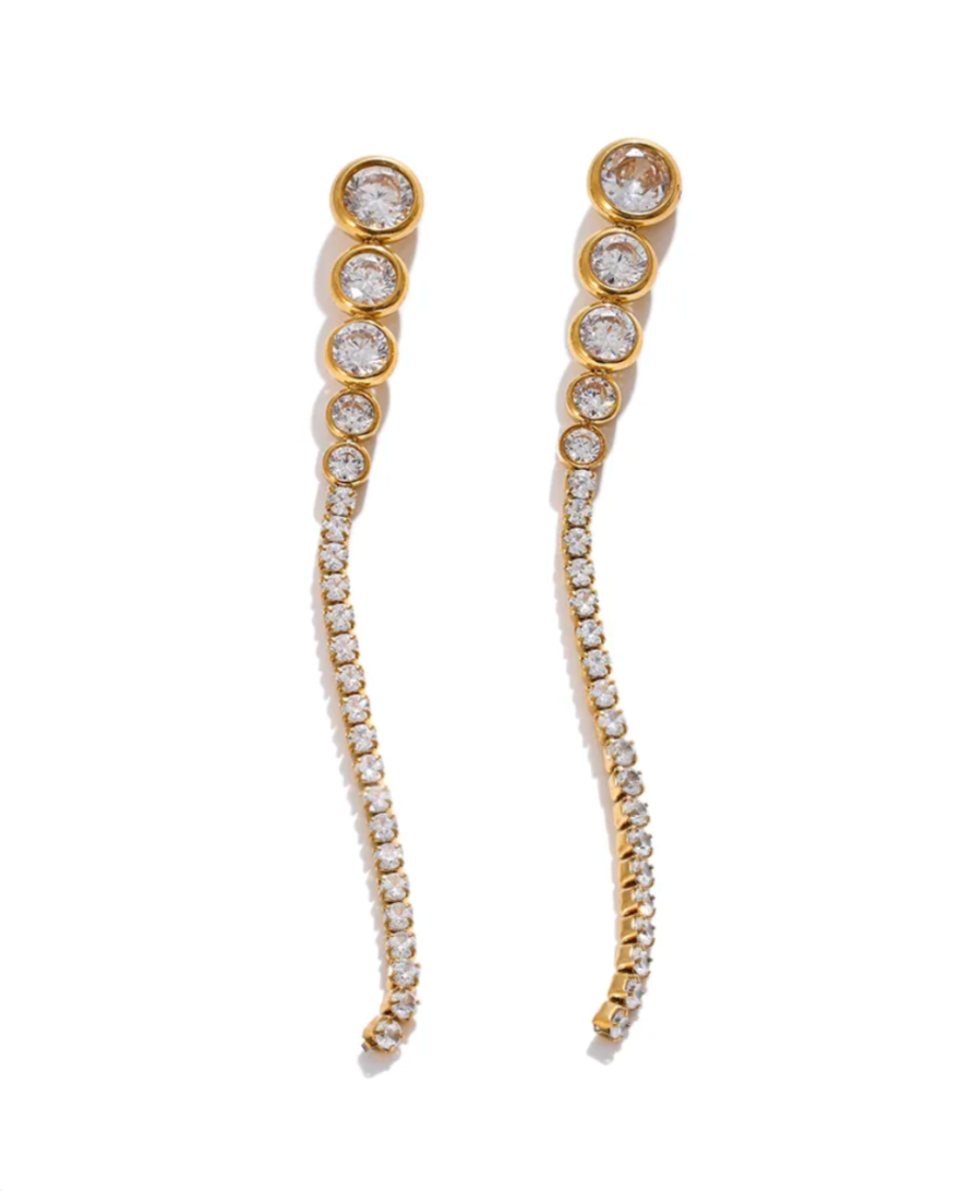 Zircon Tassel Drop Earrings