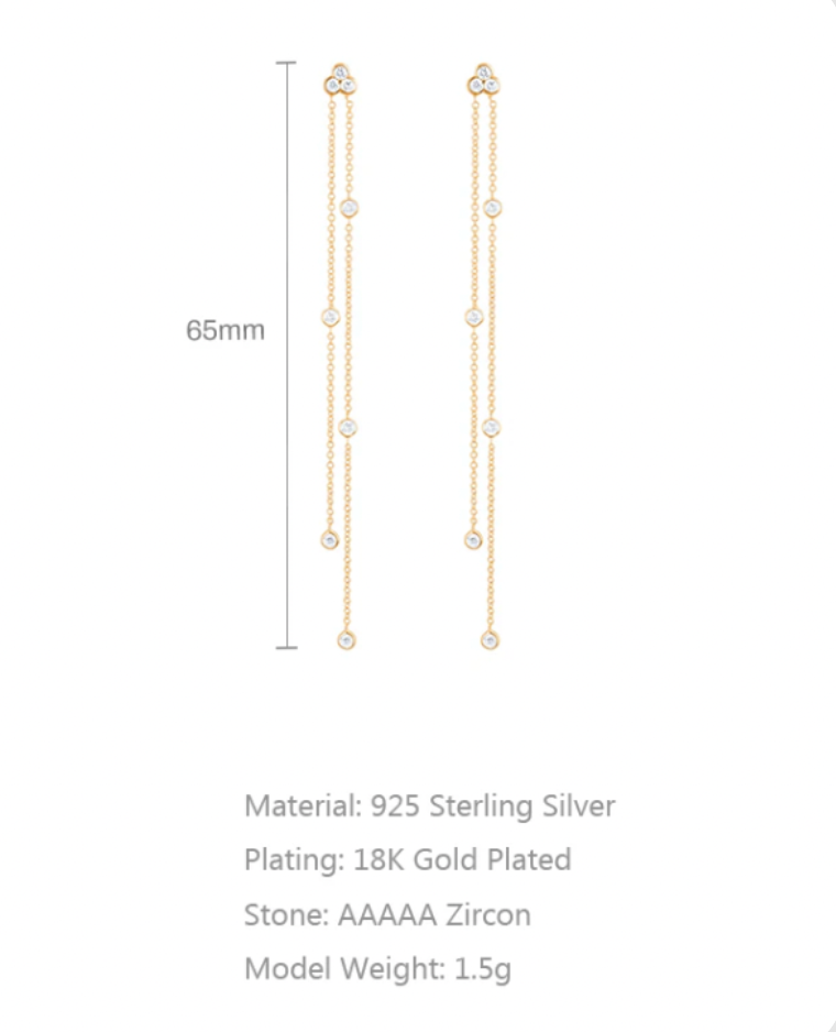 Agatha Zircon Tassel Dangle Earrings in 92.5