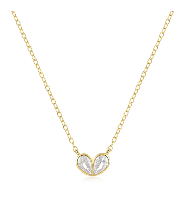 Pear cut heart necklace in 92.5 silver