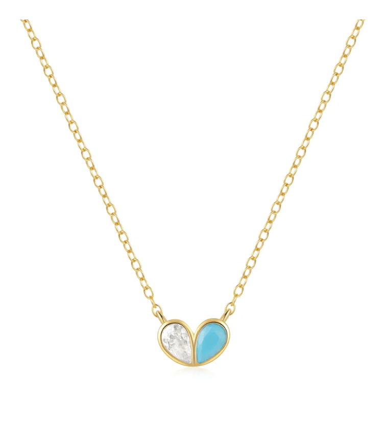 Pear cut heart necklace in 92.5 silver